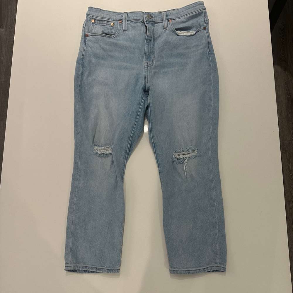 Light Blue Madewell High Rise Slim Crop Boyjeans 31P (Like New)